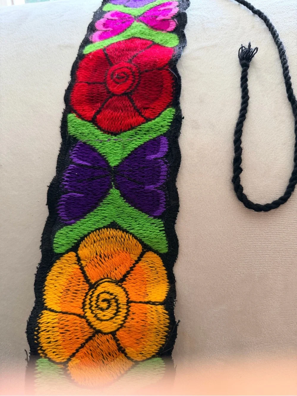 Hand-Embroidered Mexican Floral Chiapas Waist Belt in Bright Colorful Style